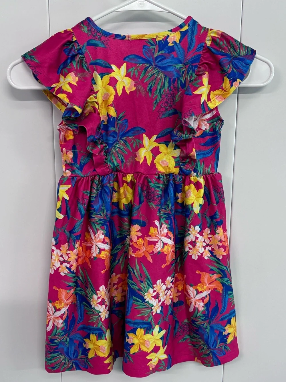 TOMMY BAHAMA toddler girl dress Size 4T Hawaiian floral Pink Ruffles Vacation